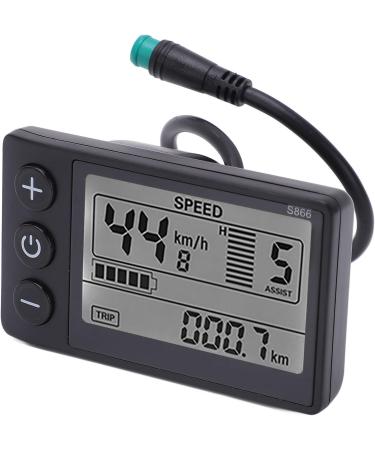 S866 Electric Bicycle LCD Display Meter - 24V 36V 48V E-Bike Control Panel with Waterproof Plug and UART Communication Protocol - Buy Online on SooperMarket.com