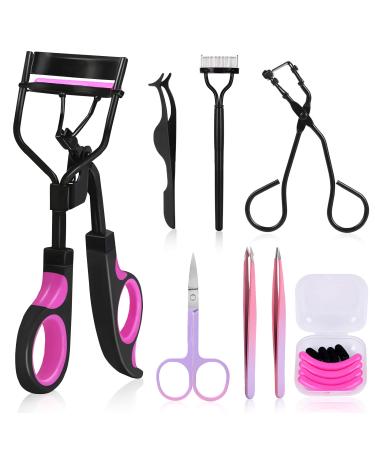 Eyelash Curler Set, Moduskye 7 in 1 Eyelashes Curler with 4 Extra Replacement Refill Pads, Partial Lash Curler Eyes Makeup Tools Long-Lasting Natural Lashes