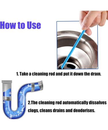 2 Packs of 12 Drain Cleaner Sticks & Sink Deodorizer Sticks for Bathroom Kitchen Prevents Plug Hole Obstructions(Bule) - Buy Online on SooperMarket.com