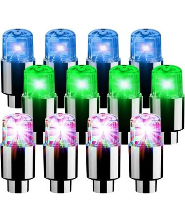 Naveso Bright Valve Caps - 12 PC Bike Tire Lighting Accessories with Intelligent Sensors for Cars & Motorcycles - Buy Online on SooperMarket.com