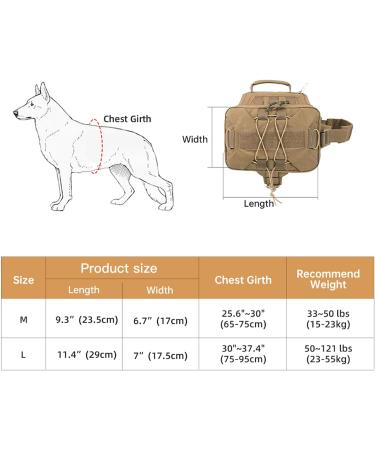 EXCELLENT ELITE SPANKER Tactical Military Dog Saddle Bag Harness Saddlebag Backpack for Medium Large Dogs(Brown L) L Brown - Buy Online on SooperMarket.com