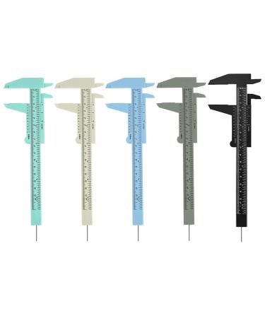 5 Pieces Eyebrow Measuring Ruler Vernier Caliper Tattoo Eyebrow Ruler Eyebrow Stencil for Permanent Makeup Tattoo Eyebrow Line Lip(Fresh Colors)