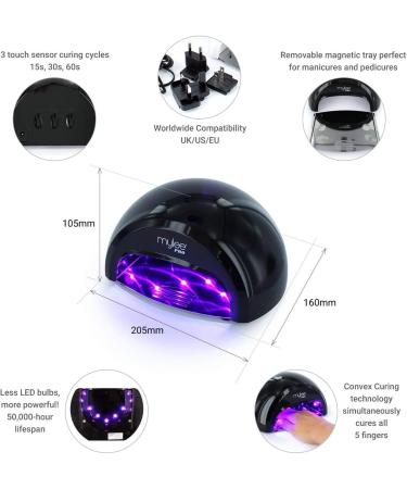 Mylee Complete Gel Nail Kit with LED Lamp - 4 Colors, Top & Base Coat, Salon Series Lamp, Gel Remover - Black - Buy Online on SooperMarket.com