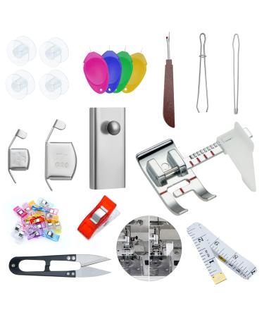 Magnetic Seam Guide 3 Models of Magnet for Sewing Machine Adjustable Guide Sewing Machine Presser Foot for use with Low-Shank Sewing Machines 20 pcs Sewing Clips Etc Off-white