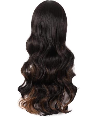 MapofBeauty 28 Charming Women Side Bangs Long Curly Synthetic Wig - Black Mixed Brown - Buy Online on SooperMarket.com