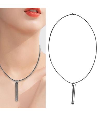 Breathing Exercise Necklace Relieving Stress Mindful Necklace Increasing Lung Volume Skinfriendly Steel for Men Daily Wear (Black) - Buy Online on SooperMarket.com