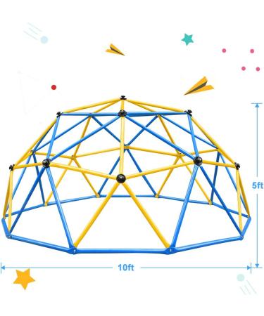 Zupapa 10FT Blue Dome Climber | Upgraded 2022 Decagonal Geo Jungle Gym | Supports 735LBS | Easy Assembly | Kids Outdoor Fun - Buy Online on SooperMarket.com