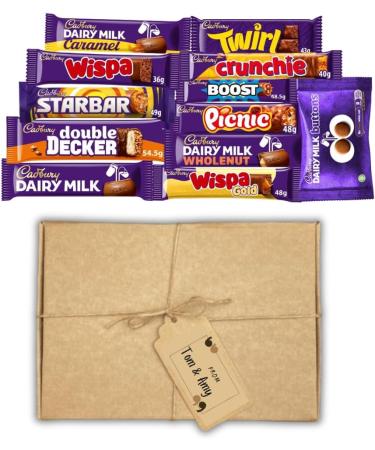 Personalised Cadbury chocolates hamper gift for everyone in unique presentation Full Sized Bars of the most favourite flavours comes with your own meaningful message (Personalised) - Buy Online on SooperMarket.com