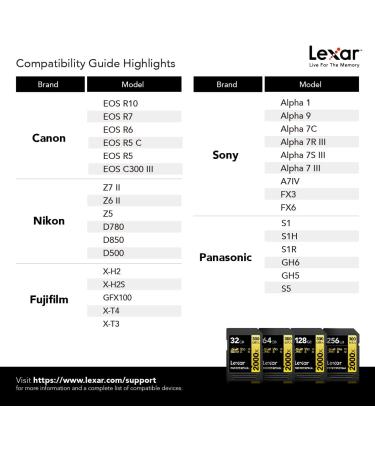 Lexar Professional 2000x 128GB SDXC UHS-II Card - Up To 300MB/s Read Speed - DSLR & Cinema Cameras - 128GB Single (LSD2000128G-BNNNU) - Buy Online on SooperMarket.com