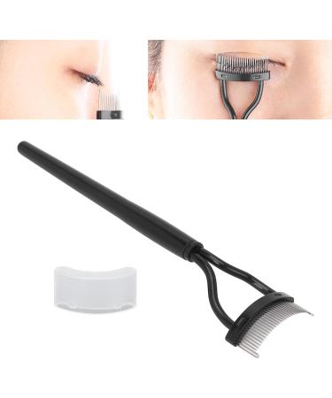 Verdant Touch Eyelash Brush Stainless Steel Eyelash Comb Curved Design Separate Cover Black Straight HandleBeauty Care - Buy Online on SooperMarket.com