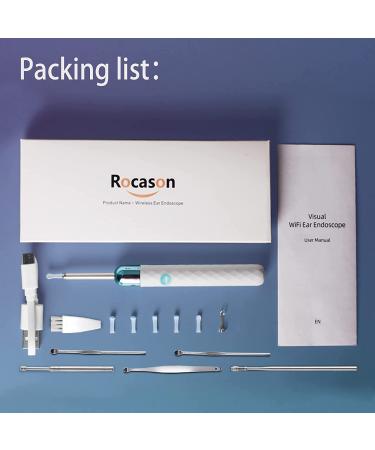 Rocason White Ear Wax Removal Tool Camera - WiFi Connected 1080P HD Otoscope for Kids and Adults - Ear Cleaning Endoscopic Camera for iPhone, iPad, Android Phones - Buy Online on SooperMarket.com