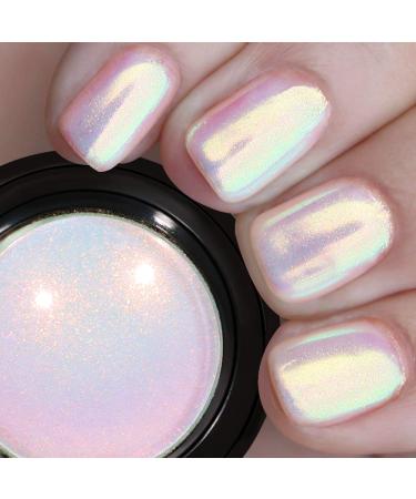 PrettyDiva Mermaid Chrome Nail Powder - Aurora Nail Powders Iridescent Pigment Pearl Mica Powder for Nail Art, White Irridescent Chrome Powder Pigment for Nails Chameleon Powder Glitter Dust