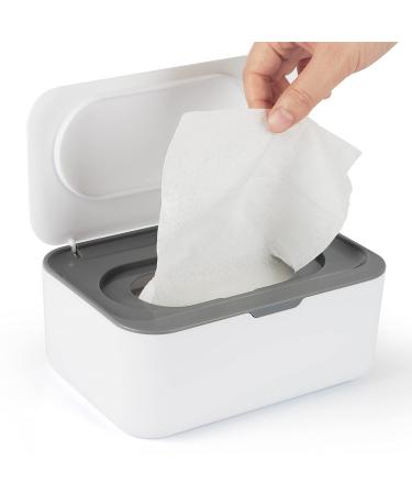 Flenpptly Baby Wipes Dispenser, Wipes Case Baby Wipe Holder Keeps Wipes Fresh, Non-Slip, Easy Open & Close (Gray)