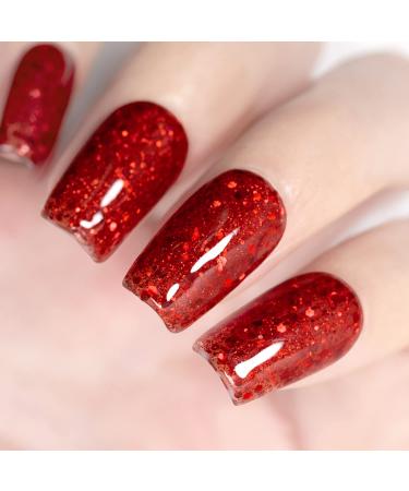 RARJSM Sparkly Red Gel Nail Polish - Iridescent Glitter 15ml | Holographic Rainbow Effect for Christmas Nail Art | Soak Off High Pigment & LED/UV Curing - Buy Online on SooperMarket.com