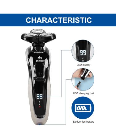 Podazz Electric Rotary Shavers for Men 3D Rechargeable Waterproof IPX6 Electric Shaving Razor Wet & Dry Beard Trimmer Electric Nose Hair Trimmer Shaver(Black) - Buy Online on SooperMarket.com