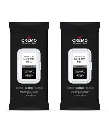 Cremo Activated Charcoal Detoxifying Face & Body Wipes A Fresh Scent with Notes of Fig Citrus 1 Count