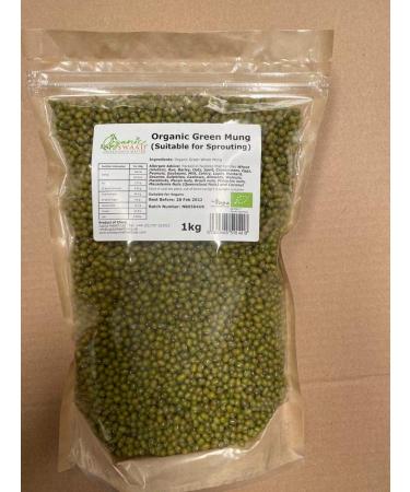 Organic Green Mung/Moong Whole1kg Suitable for Sprouting