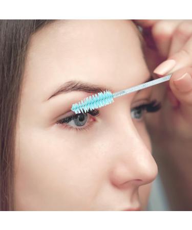 GCQQ Crystal Blue 100PCS Eyelash Brushes & Disposable Spoolies with Container - Ideal for Lash Extensions & Castor Oil Application - Buy Online on SooperMarket.com