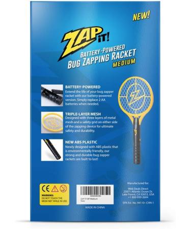 Zap it! Bug Zapper - Battery-Operated Mosquito & Fly Killer Racket with 3500 Volts & LED Light - Includes 2 AA Batteries - Best for Indoor & Outdoor Use - Buy Online on SooperMarket.com