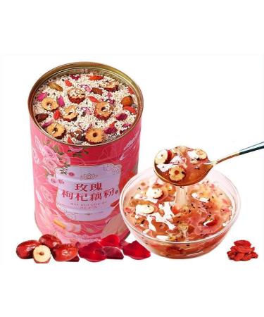 Osmanthus nut lotus root powder soup instant brewed and ready to eat red jujube nut soup rose flavored full belly snack fruit soup Nutritional breakfast gift (Osmanthus lotus root powder 3 can)