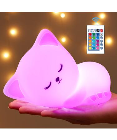 Night light children night light baby Kawaii decoration 16 colors nursing light dimmable USB rechargeable baby room cat