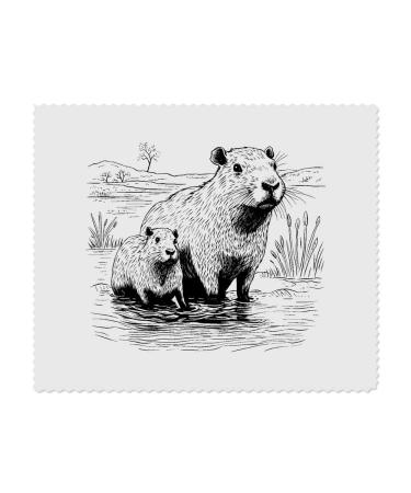2 x Capybaras in The River Microfiber Glass Cleaning Cloths (LC00023989)
