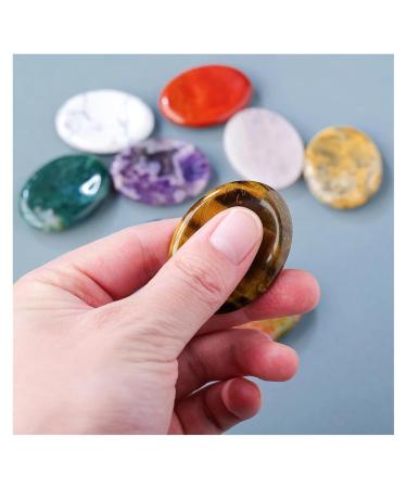 Thumb Worry Stone for Anxiety Natural Crystals Pink Crystal Amethyst Tiger Eye for Stress Relief Meditation(Unakite) - Buy Online on SooperMarket.com
