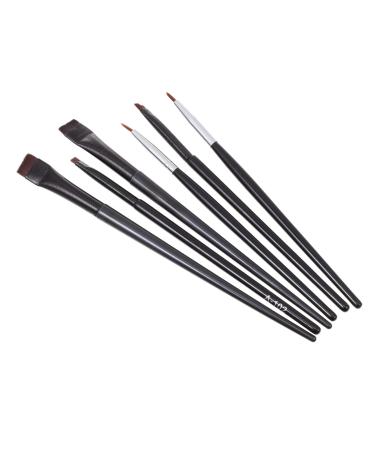 Baluue 6pcs Eyeliner Makeup Brush Dual-use Brush Oblique Eyeliner Brush Eye Brush Rayon Wooden Handle Black