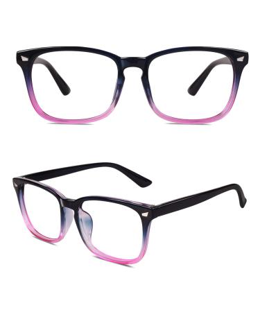 GQUEEN Horn-rimmed glasses without prescription fake glasses nerd glasses women men UV400 PE2 1 purple