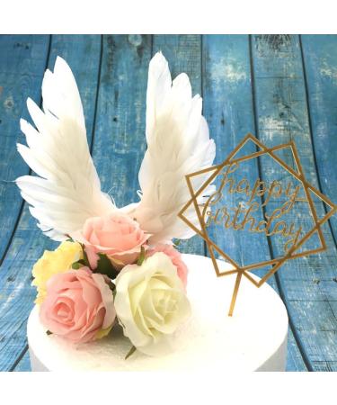 5 Pcs Angel Wing Cake Toppers White Feather Cupcake Topper Happy Birthday Party Cake Decor Baby Shower Cupcake Toppers Anniversary Wedding Cake Decorations - Buy Online on SooperMarket.com
