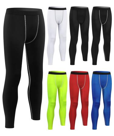 Hicarer 6 Pack Men's Compression Pants Workout Pants Athletic Compression Leggings Running Tights for Men Sport Supplies Multicolor Large