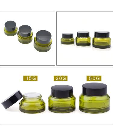 Zeoabsy 12-Pack 15ml Green Glass Cream Jars with Screw Caps & Spatulas - Perfect for Cosmetics Gels and Ointments - Buy Online on SooperMarket.com