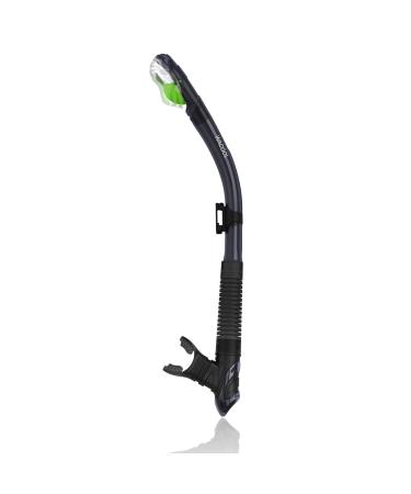 WACOOL Dry Top Snorkel Tube Comfortable Mouthpiece One-Way Purge Valve for Pool Open Water Scuba Lap Swimming Swimmer Training Diving Snorkeling Black