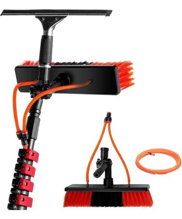 Water Fed Pole Kit Water Fed Brush W/Squeegee 3-In-1 Aluminum Outdoor Window Cleaner W/ 20M Hose Cleaning Tool for Window Glass 30Cm 7.2M