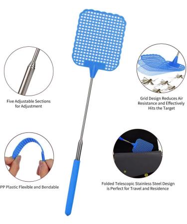 Olakin Extendable Fly Swatter - Effective Insect Catcher for Flies Mosquitoes & Pests - Blue | International Shipping Available - Buy Online on SooperMarket.com