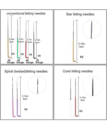 Mayboos 35 Pcs Needle Felting Needles Kit with Star Twisted, Cone, and Triangular Shapes - Color Coded Wool Felting Supplies with Needle Box - Buy Online on SooperMarket.com