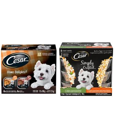 CESAR Home Delights Adult Wet Dog Food Bundle + CESAR Simply Crafted Wet Dog Food Variety Pack