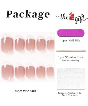 French Tip Press on Nails Medium Nude - 24Pcs Acrylic False Nails for Women and Girls - Buy Online on SooperMarket.com