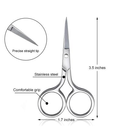 5-Piece Stainless Steel Nose Hair Scissor Set for Facial Grooming - Small Straight Tip Scissors for Hair Removal, Mustache, Beard, Eyebrows, Ear, Nose Trimming - Silver - Buy Online on SooperMarket.com