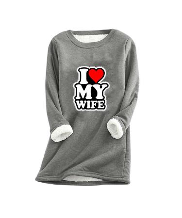 oelaio Valentine's Day Shirt for Ladies Womens Long Sleeve Round Neck Warm Sherpa Blouses Casual Loose Love Heart Tops