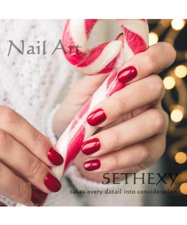 Sethexy Christmas French Short Square False Nails - 24Pcs Glossy Festive Press On Acrylic Stick On Nail Tips - Buy Online on SooperMarket.com