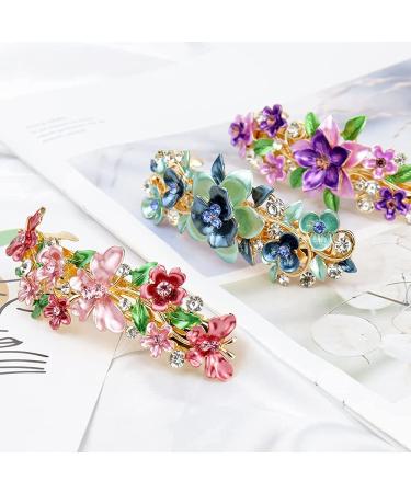 NAIHOD Vintage French Hair Barrettes - Luxurious Flower Leaf Butterfly Hair Clips - 3Pcs Bridal Hair Pins for Women & Girls - Wedding Party Jewelry - Buy Online on SooperMarket.com