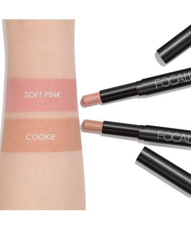 FOCALLURE Shimmer Cream Eyeshadow Stick Set - Long Lasting Waterproof Eye Shadow Crayon in Mocha Pink - 2 Pcs Highlighter Pencil for Brightening Eyes - Buy Online on SooperMarket.com
