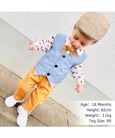 Volunboy Baby Boys Gentleman Suit 4 PCS Set 12-18 Months - Wedding Outfit with Waistcoat, Shirt, Vest & Bow Tie - Fox Design - Buy Online on SooperMarket.com