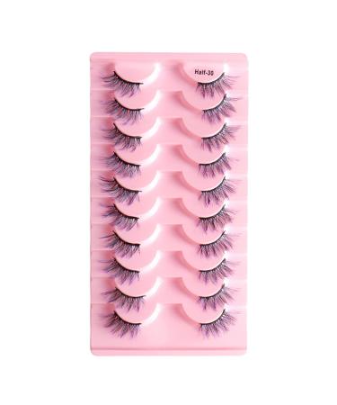 Eyelash Package Trays High Imitation 10 Pairs of Half Eye Eyelashes Grafting Eyelashes Curling Eyelashes Small Eyelash Curler H One Size