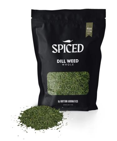 SPICED Dill Weed, 4 Oz of Whole Dill Weed in Closable Bag for Cooking, Great for Fish, Vegetable, Salad and Pickles