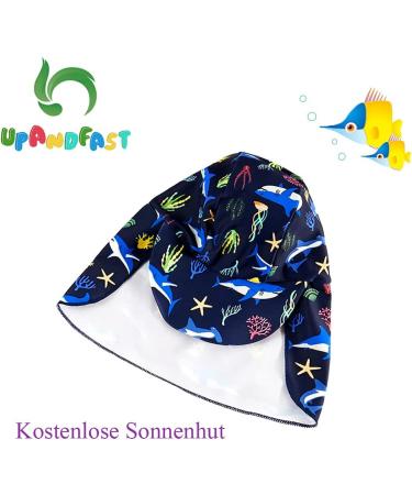 UPF 50+ Navy Shark Swimwear for Baby Boys/Girls | Snap Bottom Toddler Swimsuit 9-12 Months - Buy Online on SooperMarket.com