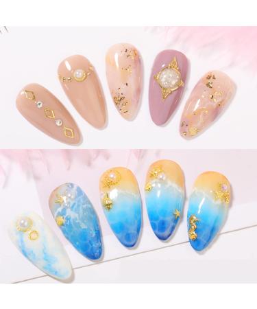 WEILUSI 3D Nail Art Steel Studs Summer Metal Charms - Ocean Mix Shapes Gold Studs for Women DIY Manicure Decor 1Box - Buy Online on SooperMarket.com