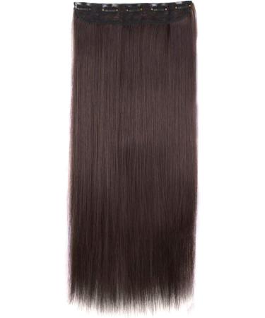 MapofBeauty 23" Long Straight Clip in Hair Extensions Hairpieces (Dark Brown) - Buy Online on SooperMarket.com