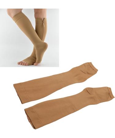 Shop Compression Stockings with Zipper - Open Toe Calf & Knee Socks (L) | Comfortable & Supportive International Shipping - Buy Online on SooperMarket.com